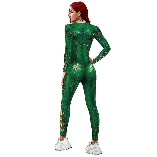 Aquaman Arthur Curry Atlantis Queen Mera Catsuit Cosplay Jumpsuit Halloween Kvinnor Flickor Zentai Carnival Fancy Ball Bodysuit Style 2 M