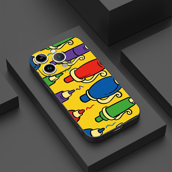 Enkelt tecknat mönster Tryckdesign Flexibeltpurubber Stötsäker mobiltelefon Caseiphone 15 Caseseries Stylesiblackypdt2804