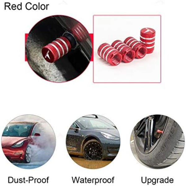VIHIMAI 4PCS däckkapslar, aluminiumlegering cap dekorativt tillbehör Kompatibel för Tesla Model YXS 3 (svart) red Compatible for Tesla