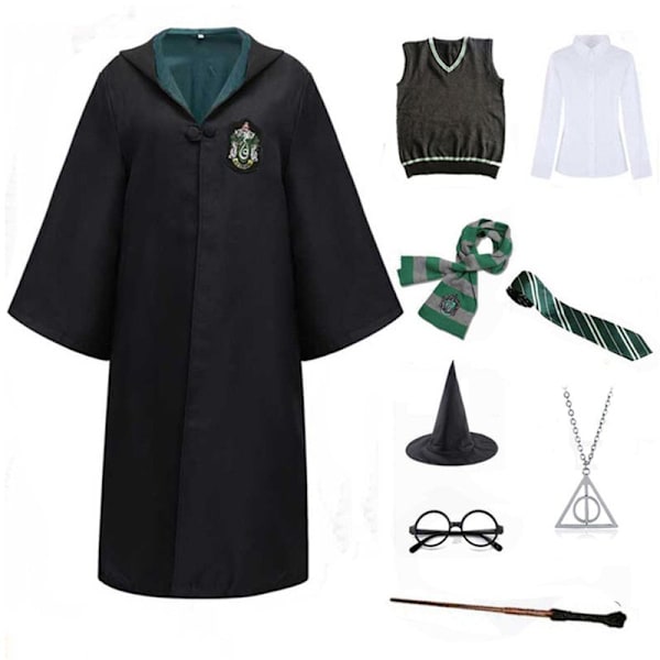 Harry Potter magiska dräkt Slytherin 9-delars set (halsband) Vuxen L