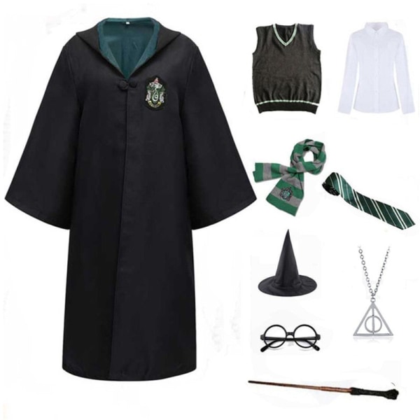 Harry Potter magiska dräkt Slytherin 9-delars set (halsband) vuxen S