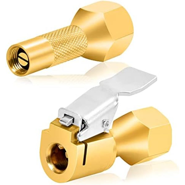 GODESON Ball Foot Air Chuck, 1/4&#34; FNPT Closed Flow däckchuck gjord av mässing, däckluftmunstycke för däckinflatormätare och luftkompressor( Clip+Screw(S)
