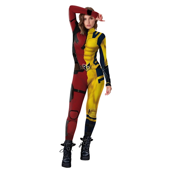 VIP FASHION Wolverine Deadpool Cosplay Kostym Bästa Vän Hjärta Jumpsuits Festkläder Sexig Zentai Bodysuit Halloween Catsuit L B142-517-Woman