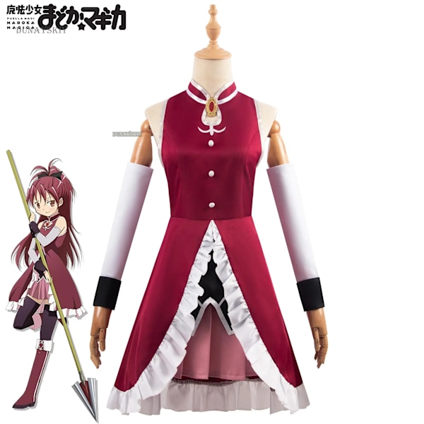 Anime Puella Magi Madoka Magica Sakura Kyoko Kostym Cosplay Kläder Peruk Cosplay Stridsklänning Cosplay Magisk Flicka Kvinna Set XL C1W1