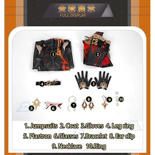 Genshin Impact Mavuika Cosplay Kostym Peruk Uniform Örhängen Solglasögon Pyro Archon Natlan Krigsgud Halloween Fest Kvinnor Prop One Size costume only