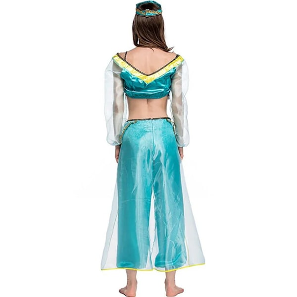 Halloween-kostym för kvinnor Aladdin och den magiska lampan Cosplay-kostym Prinsessan Jasmine Klä ut dig till fest Vuxen Karneval Fancy S green