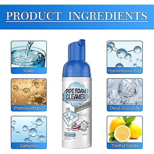Drain Pipe Foam Cleaner, Pipe Dredge Deodorant Clog Remover 3Pcs