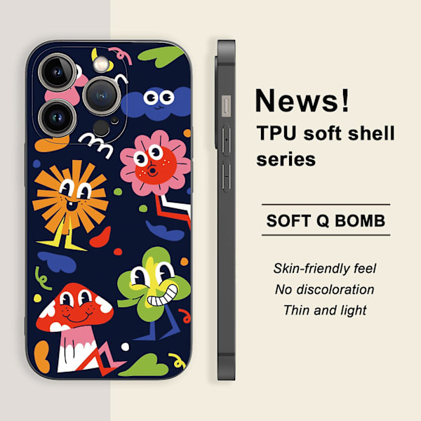 Creative Cartoontpurubber Stötsäker mobiltelefon Caseiphone 15 Caseseries Stylesgblackypdt1857