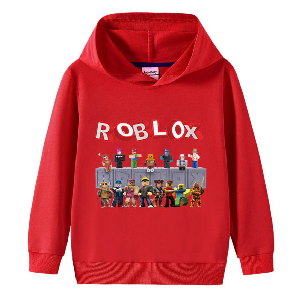 Roblox barnkläder - bomull huvtröja - röd 120cm