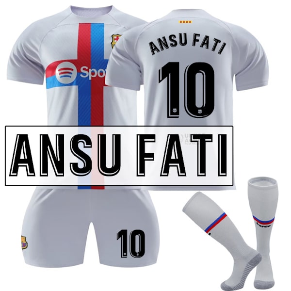 22 Barcelona tröja 2 bortamatch NO. 10 Ansu Fati tröja set #M