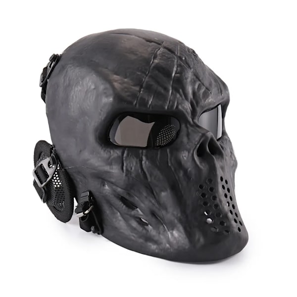 REikirc Helmask för Airsoft med Öronsskydd CS Halloween Cosplay Masker black-gray