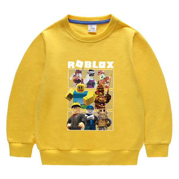 Roblox tröja i bomull med rund hals - gul 150cm
