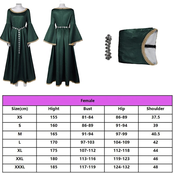 Kvinnor COS Targaryen Daemon Cosplay Kostym Rhaenyra Fantasy Robe Vuxen Kappa Kläder Outfits Halloween Karneval Fest Klädsel M Style G