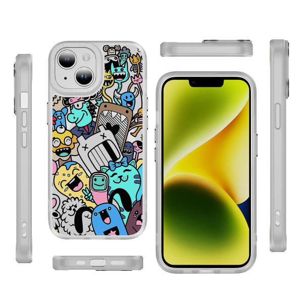 Creative Painted Pattern Matte Hudvänlig Magsafe magnetiskt phone case Lämplig för Iphone och andra modeller Style F Transparent Svart Ypcx