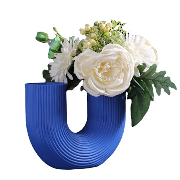 Enkel liten vas mjuk konst blomkruka blue