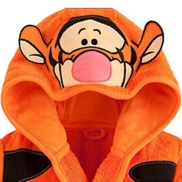 Barn Musse Pigg Hooded Fleece Morgonrock Djur Nattkläder_y Hög kvalitet Yellow Tiger 1-2 Years