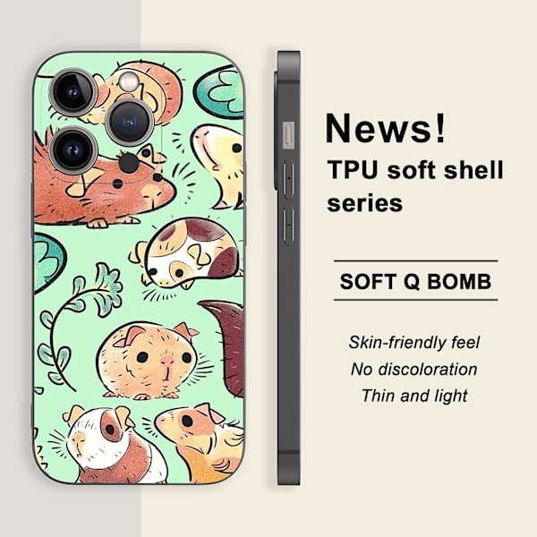 Creative Cartoon Tpu Gummi Stötsäkert Phone case För Iphone 15 Case Series Style F Svart Ypdt0488