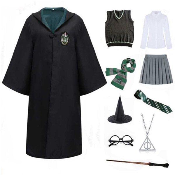 Harry Potter magiska dräkt Slytherin 10-delars set (halsband) Vuxen XL