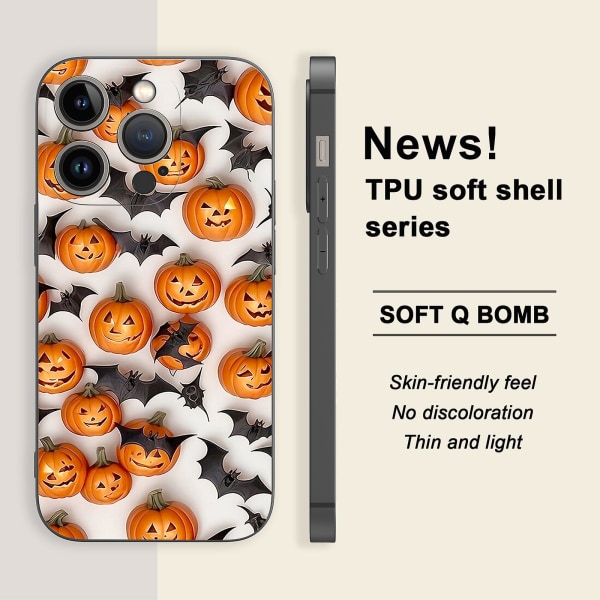 Creative Halloween Cartoon Tpu Gummi Stötsäkert Phone case För Iphone 15 Case Serie Stil F Vit Ypdt0815