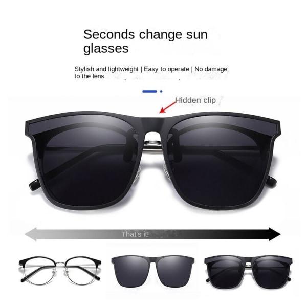 Polariserade Clip-on solglasögon Unisex Anti-Glare Grey
