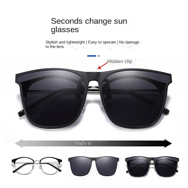Polariserade Clip-on solglasögon Unisex Anti-Glare Silver