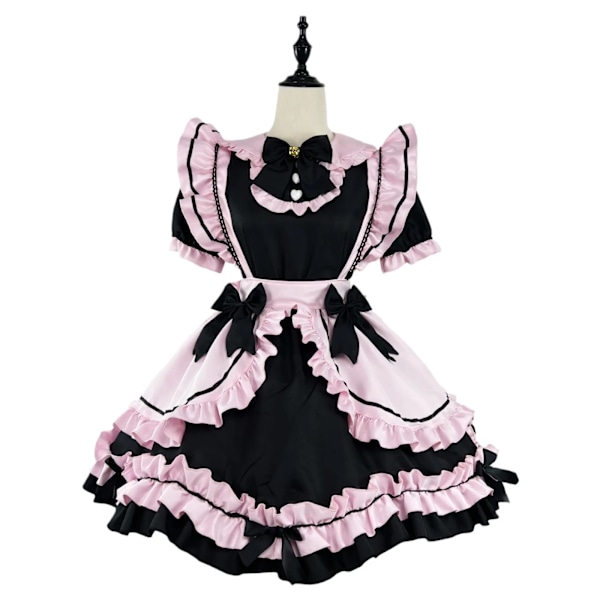 Anime Gotisk Lolita JSK Klänning Kort Ärm Kawaii Rosett Piga Festklänningar Cosplay Katter Flicka Harajuku Söt Rosa Volanger Svart 5XL 1