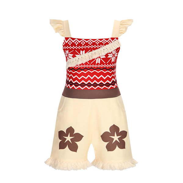 Disney Flickaklänning Vaiana Klänning Sommar Barn Kalas Moana Prinsessa Cosplay Husdjur Gris Kyckling Set Halloween Maskerad Moana Jumpsuit 4T (120)