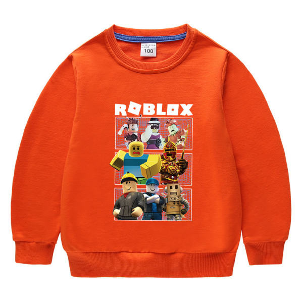 Roblox rund hals bomull tröja - Orange 120cm