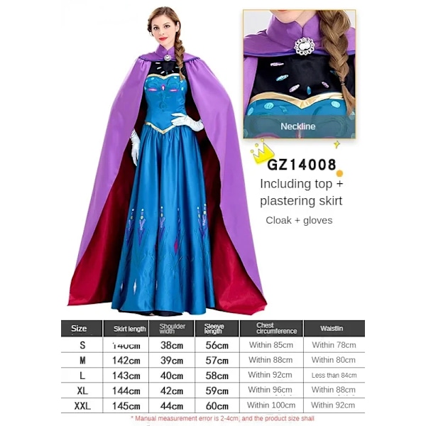 Kvinnors Halloween Prinsessklänningar Karneval Bal Maskeraddräkt Cosplay Elsa Drottning Vit Snö Prinsessklänning Dam Födelsedagspresent XL GZ14008