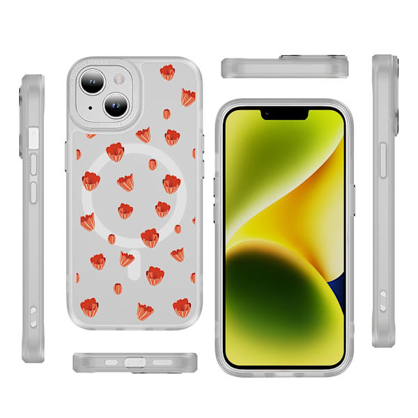 Creative Painted Pattern Frosted Magsafe Magnetic Phone Case Lämplig för Iphone och andra modeller Style B Transparent Svart Ypcx0325