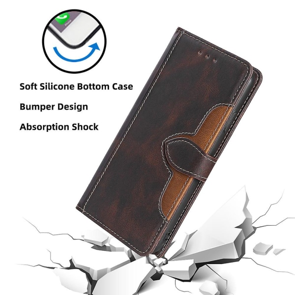 Skin-touch skal för Xiaomi Redmi Note 12 4g stråhatt cover Pu läderställ case Brown