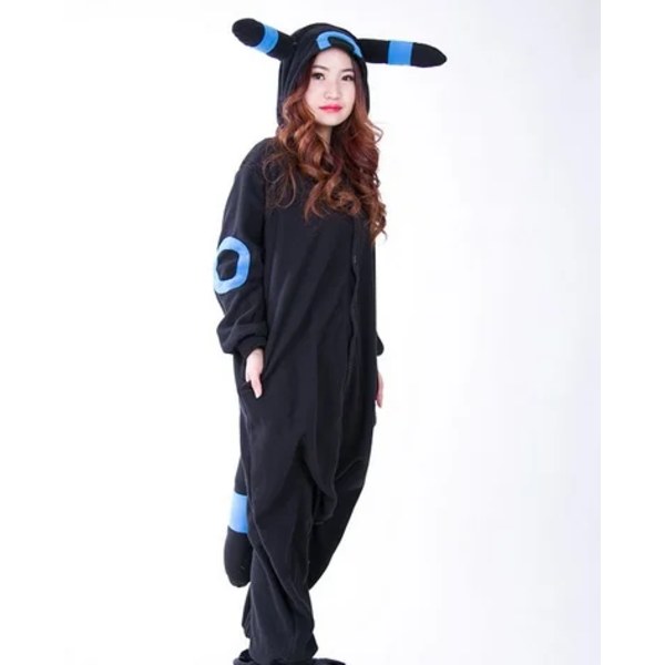 Kigurumi Vuxen Anime Cosplay Kostym Svart Umbreon Onesie Unisex Cartoon Tvättibjörn Pyjamas Fest För Kvinnlig Manlig L Blue