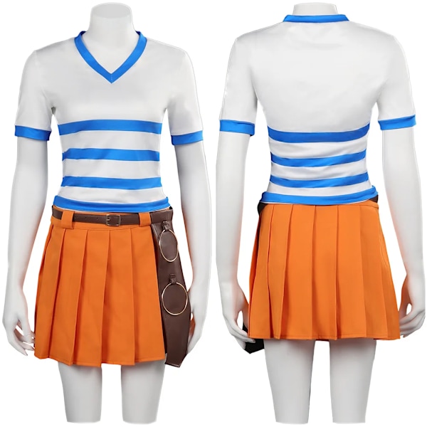 Anime Piece Cos Nami Cosplay Kostym Topp och Kjolar med Andra Accessoarer För Kvinnor Halloween Karneval Dräkt L Nami D