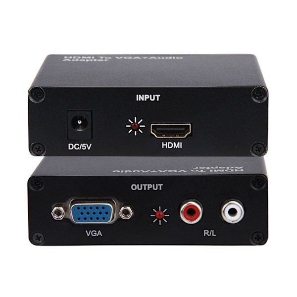 HDMI till VGA, VGA till HDMI-videoomvandlare rundad 1080P HDMI to VGA