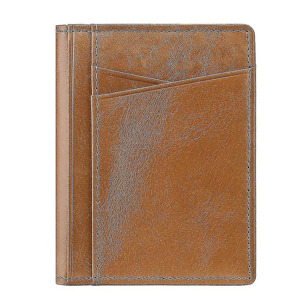 Män Kvinnor Smal Kreditkortsfodral Case Liten läderplånbok med ID-fönster, 8,5*10,5 cm brown