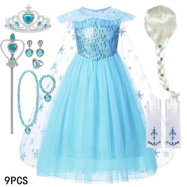 Disney Frozen Elsa Klänning för Flickor Snödrottning Anna Klänning Lyxklänningar Karneval Halloween Flickor Cosplay Kostym Frozen Kostym S Elsa Dress1 4-5Y (120)