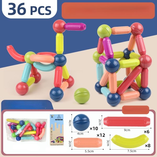36st magnetiska stick byggblock monterade leksaker