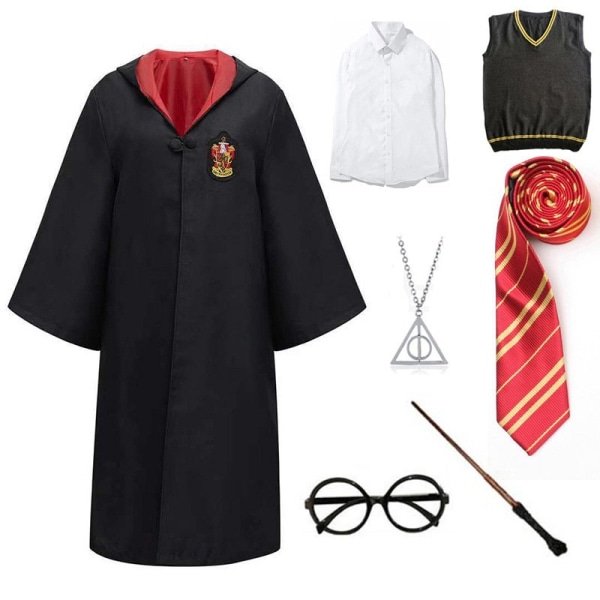 Harry Potter magiska dräkt Gryffindor 7-delad set (halsband) vuxen XXL