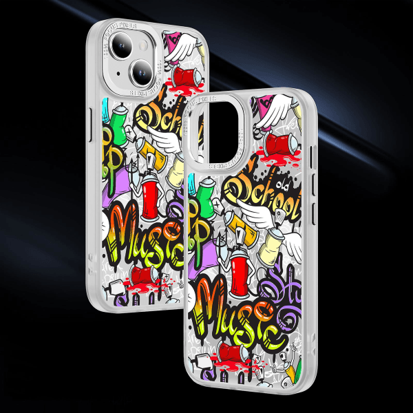Creative Painted Pattern Matte Hudvänlig Magsafe Magnetic Phone Case Lämplig för Iphone och andra modeller Style D Transparent Black Ypcx