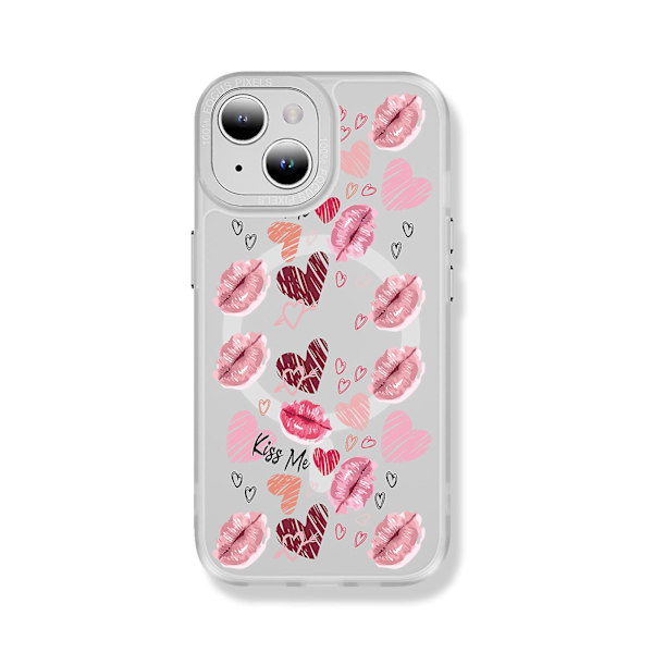Creative Painted Pattern Frosted Magsafe Magnetic Phone Case Lämplig för Iphone 15 Case och andra modeller Style B Transparent Ypcx0267