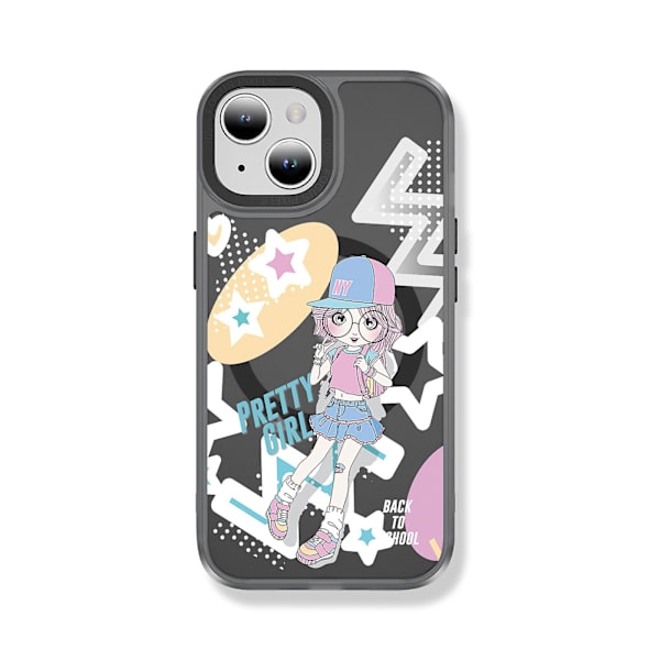 Creative Painted Pattern Frosted Magsafe Magnetic Phone Case Lämplig för Iphone och andra modeller Style Q Transparent Ypcx0363