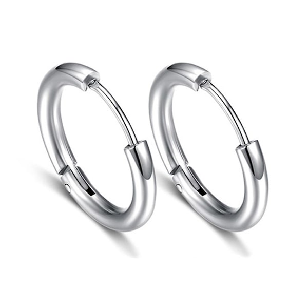 1 par Män Kvinnor Mode Smycken Bankett Daglig Shiny Hoop Örhängen Titan Stål Silver 2.5x8mm/0.1x0.31in