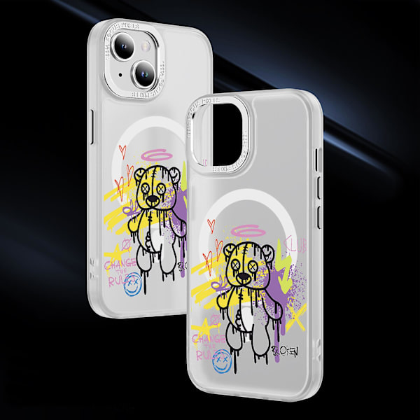 Creative Painted Pattern Matt Hudvänlig Magsafe magnetiskt phone case Lämplig för Iphone och andra modeller Style H Transparent Black Ypcx