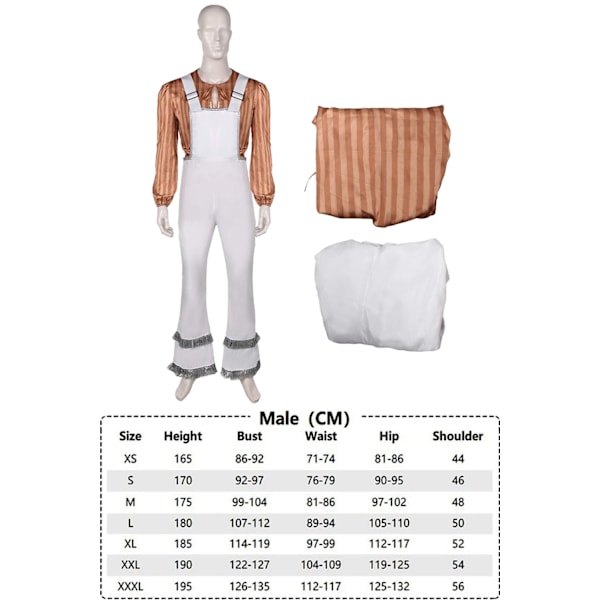 ABBA-kostym Cosplay-förklädnad ABBA Girl Anni Agnetha Benny Bjorn Cosplay 70-tal Dam Herr Vintage Skjorta Halloween Karneval Dräkt XL Bjorn