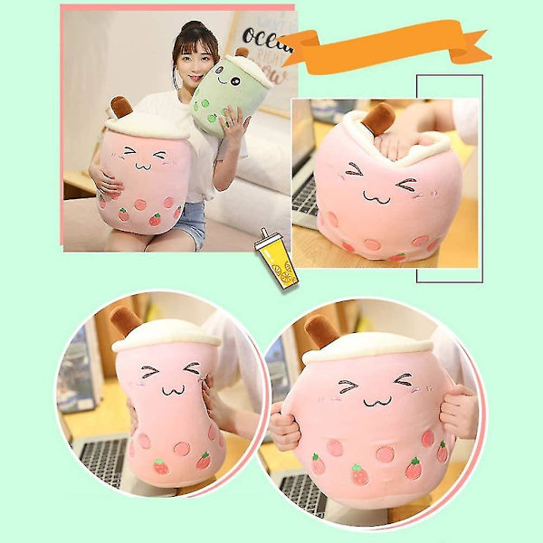 Bubble Tea Plyschkudde Supermjuk sovkudde för soffa 24cm pink