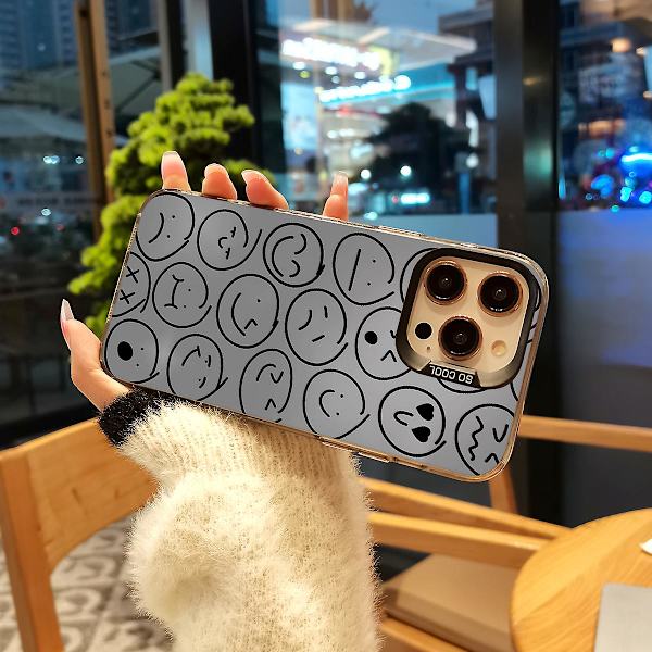 Tecknad Frosted Dubbellager Färg Silver Phone Case Iphone 15 Case Case Stil A Svart Ypmd0814