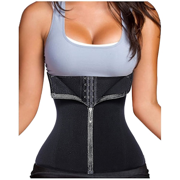 3 Clip&1 Zip 6 Stålbenad waist trainer Sportträning Kroppsformare Magkontroll Black XXL