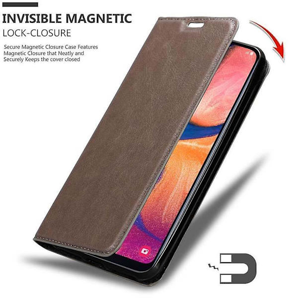 Samsung Galaxy A10e / A20e Cover Case Case - med stativfunktion och kortfack COFFEE BROWN Galaxy A10e / A20e