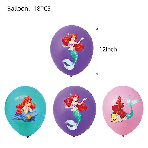 Prinsessan Ariel sjöjungfrutema Födelsedagsfest dekoration och set som inkluderar grattis på födelsedagen banner, tårta/cupcake topper, ballong, hängande swir null none