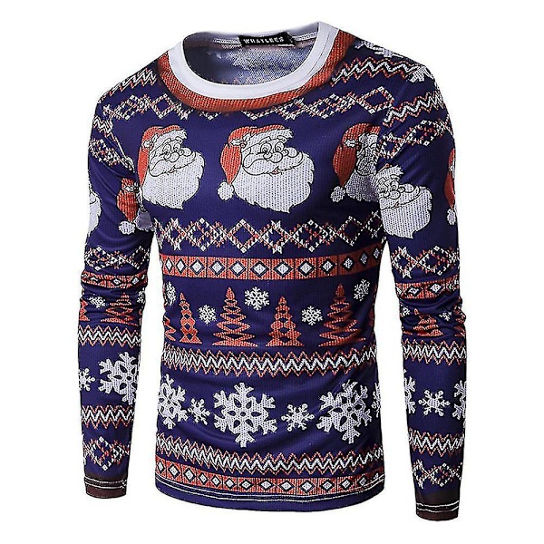 Män Jul Roligt print ful T-shirt Xmas Party Casual Nyhet Långärmade toppar CT291 M